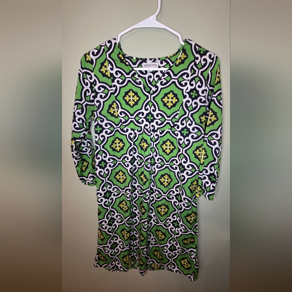Buckhead Betties Green Geometric Print Tunic Dress – Size Small